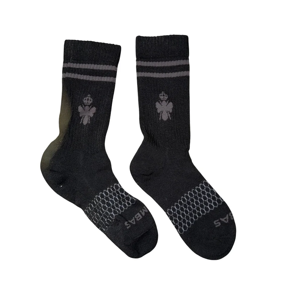Bombas Crew Socks Womens Small Black Excellent Honeycomb Arch‎ Support Bee Crown